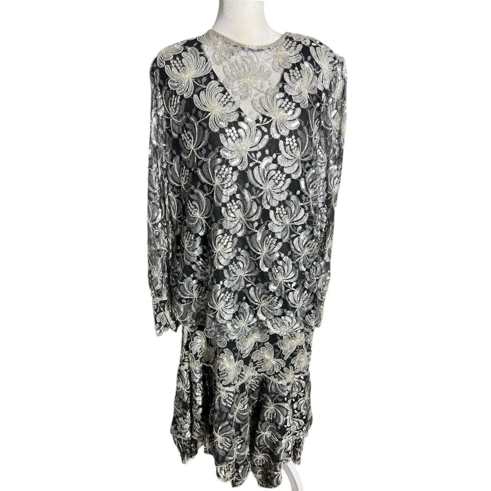 Vintage Scala Women’s Dress Gown Formal Evening Sequin Beaded